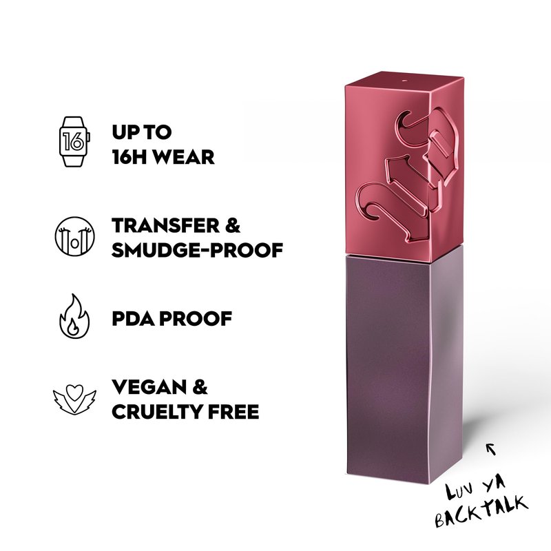 Urban Decay Vice Lip Bond Glossy Longwear Liquid Lipstick (Luv Ya Backtalk - Medium Warm Mauve Pink), Transfer-proof, Smudge-proof, Up to 16HR Wear, Vegan, Cruelty-free - 0.14 fl oz