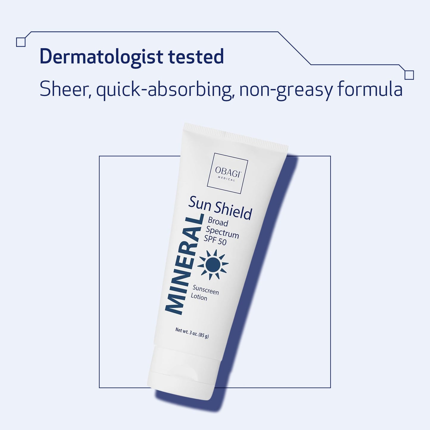 Obagi Medical Sun Shield Hypoallergenic Mineral Sunscreen - Broad Spectrum SPF 50 Protection from the Sun - Sheer, Quick-Absorbing Formula - 3 oz
