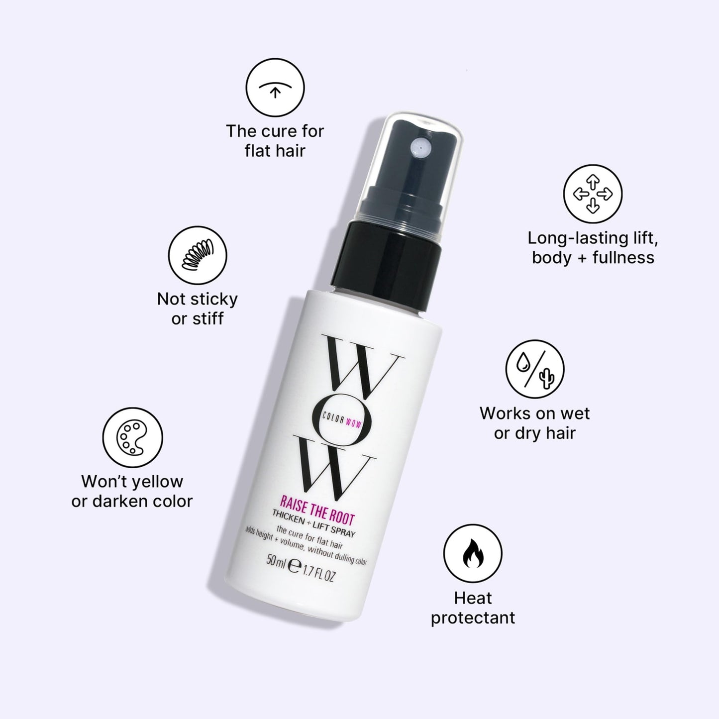 COLOR WOW Raise the Root Thicken + Lift Spray, 1.7 fl oz All-Day Volume for Fine, Flat Hair without Dulling Color