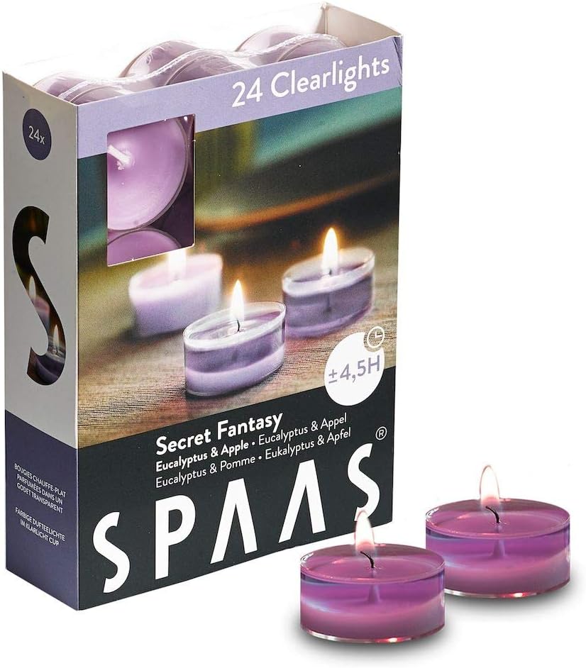 Morning Breeze Scented Tealights - Spaas 24 Clear Cup Candles, 4.5 Hour Burn Time