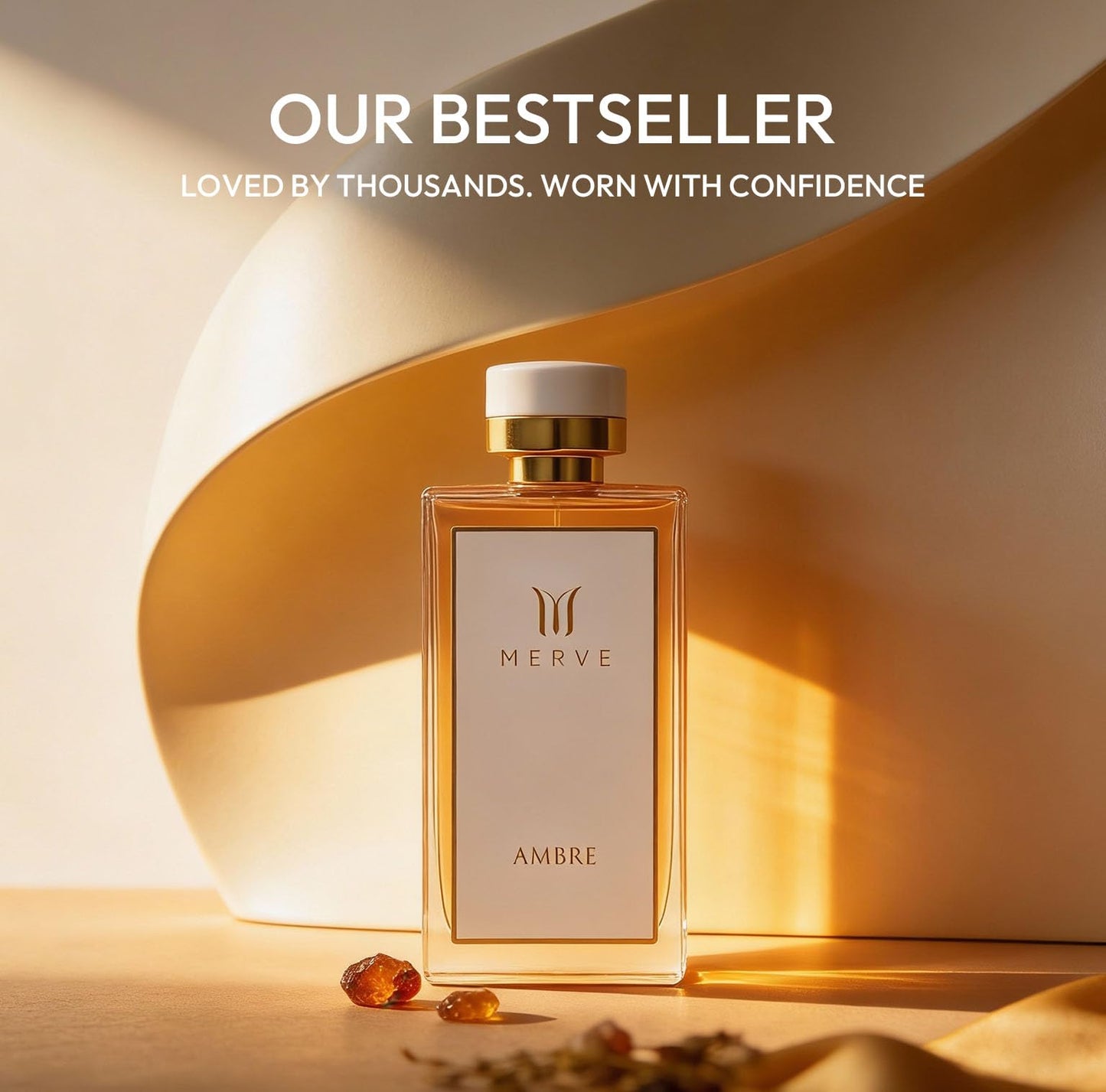 Merve Ambre Perfume For Women 3.4 oz | Long Lasting Fragrance | Jasmine, Honey, Floral, Fruity, Soft Spicy, Amber, Musk | Eau de Parfum