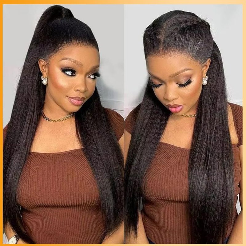 QTHAIR 18A Kinky Straight 4x4 HD Lace Closure 16" Curly Human Hair Lace Closure150% Density Top Swiss Lace Natural Kinky Straight Human Hair Closure Pre Plucked Natural Hairline with Baby Hair