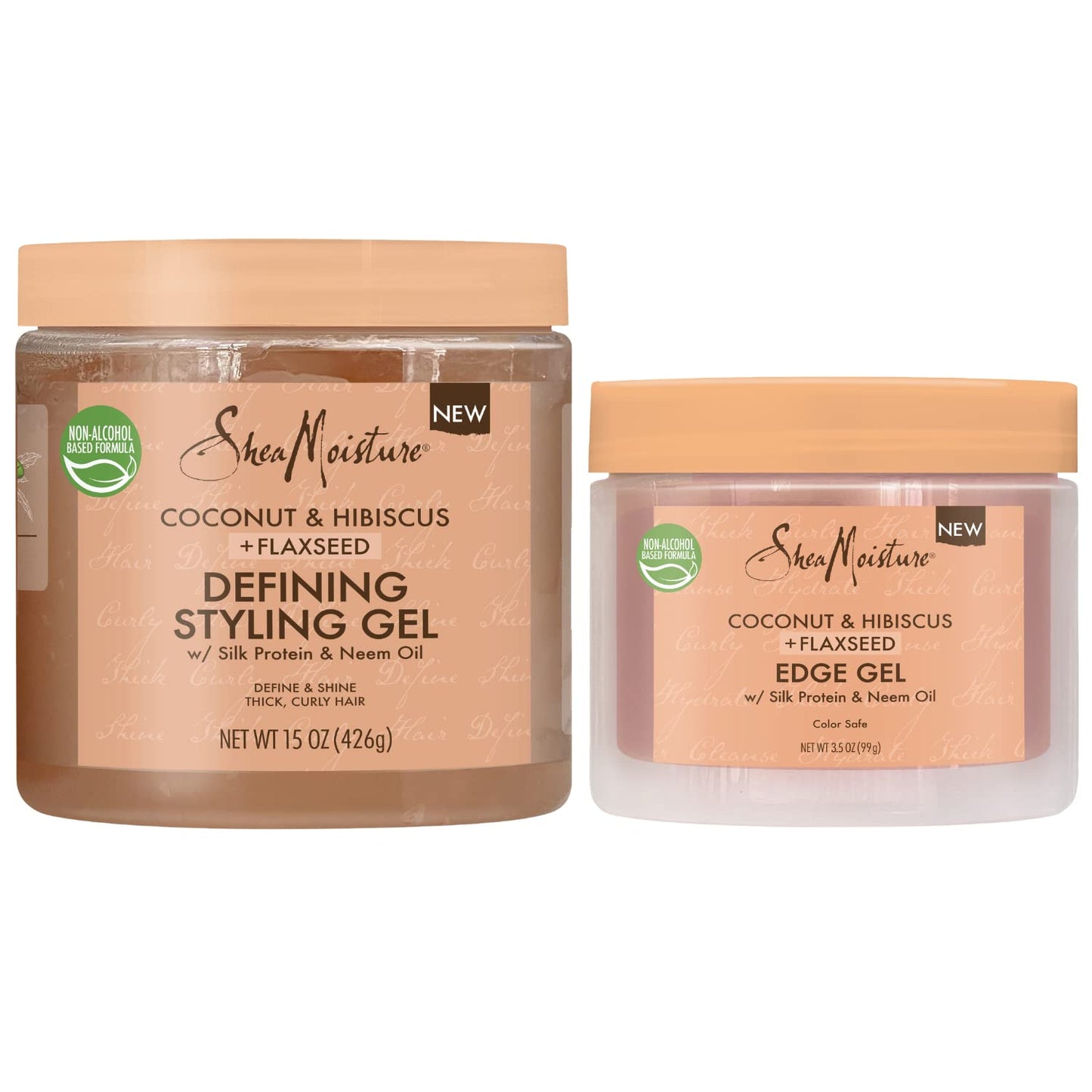 SheaMoisture Hair Styling Gel - Coconut & Hibiscus for Thick Curly Hair | Includes Flaxseed Anti-Frizz Edge Control (15 oz + 3.5 oz)