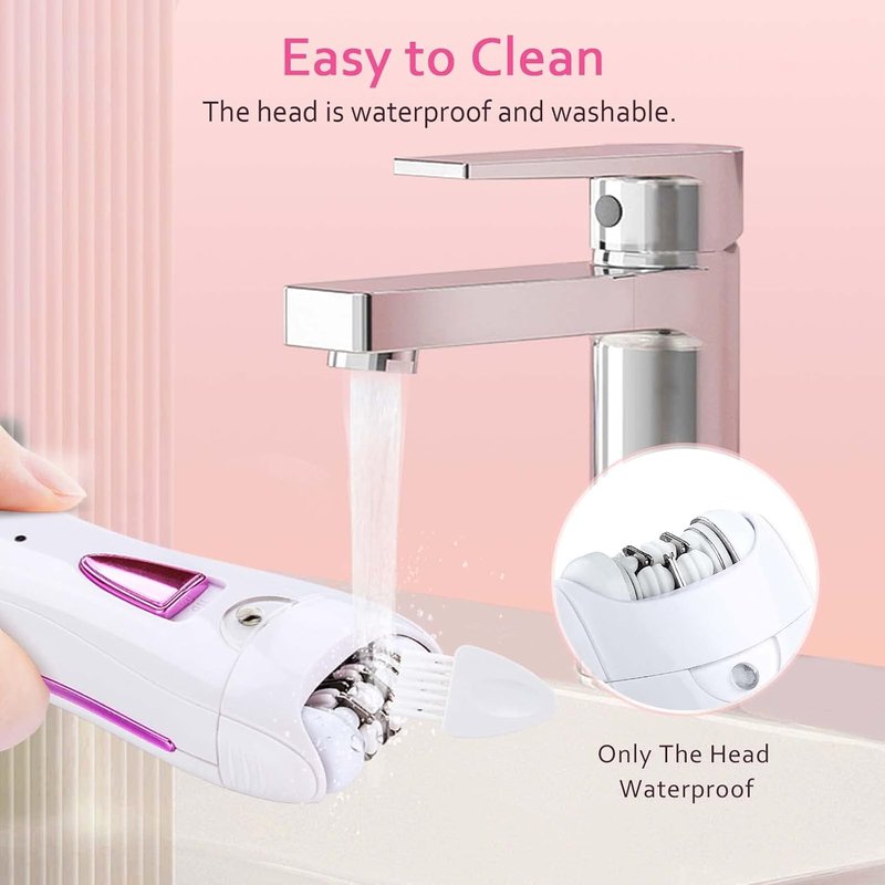Epilator for Women - Rechargeable Smooth Glide Hair Removal Device with LED Light | Face, Bikini, Armpits, Arms, Legs