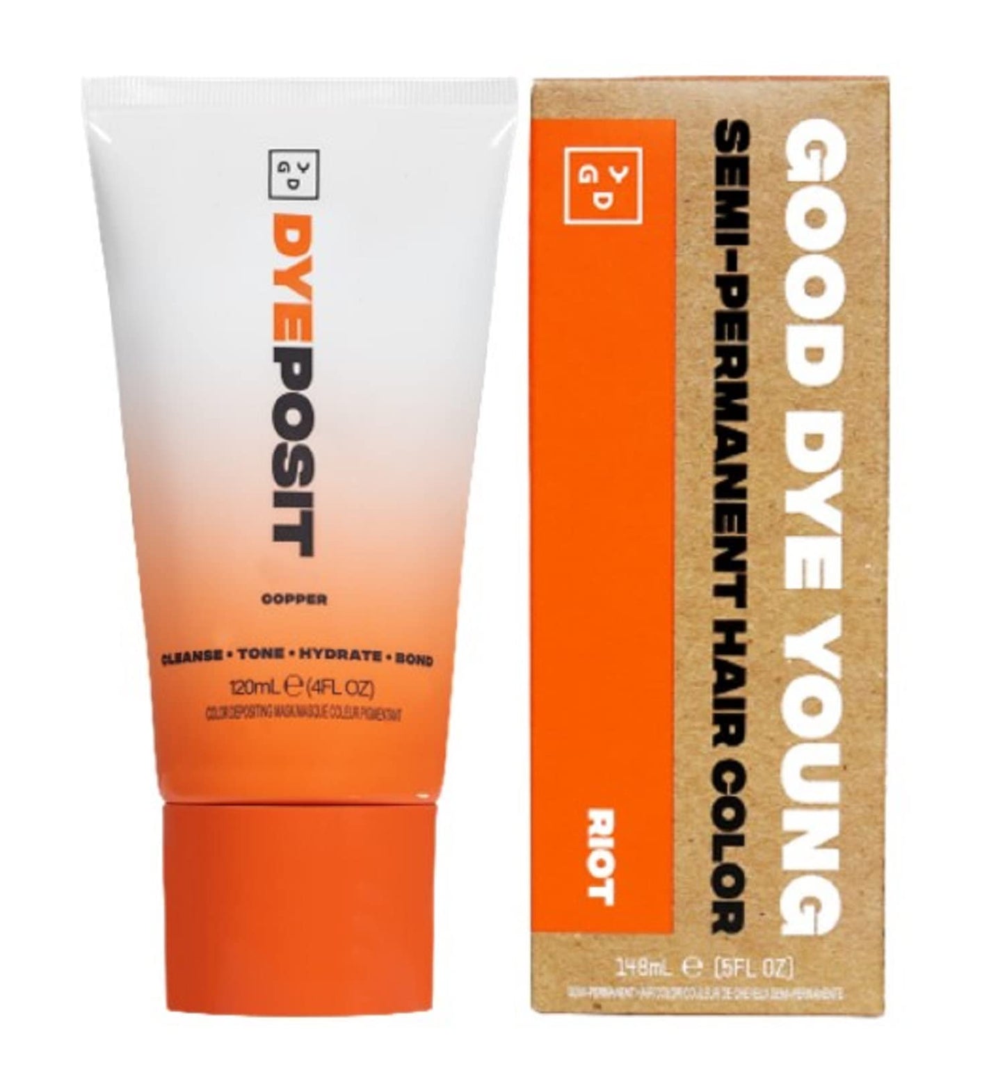 GDY DYEposit Color Depositing Conditioner (Copper) and Semi Permanent Hair Dye (Riot)