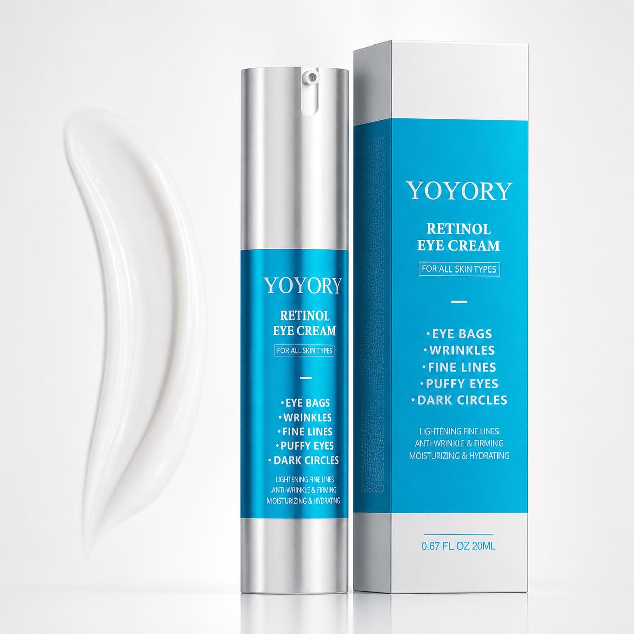 YOYORY Under Eye Cream - Eye Cream Reduces Eye bags,Dark Circles, Fine Lines, and puffiness Smoothing Skin Care Treatment for Women and Men, 20ML(Blue)