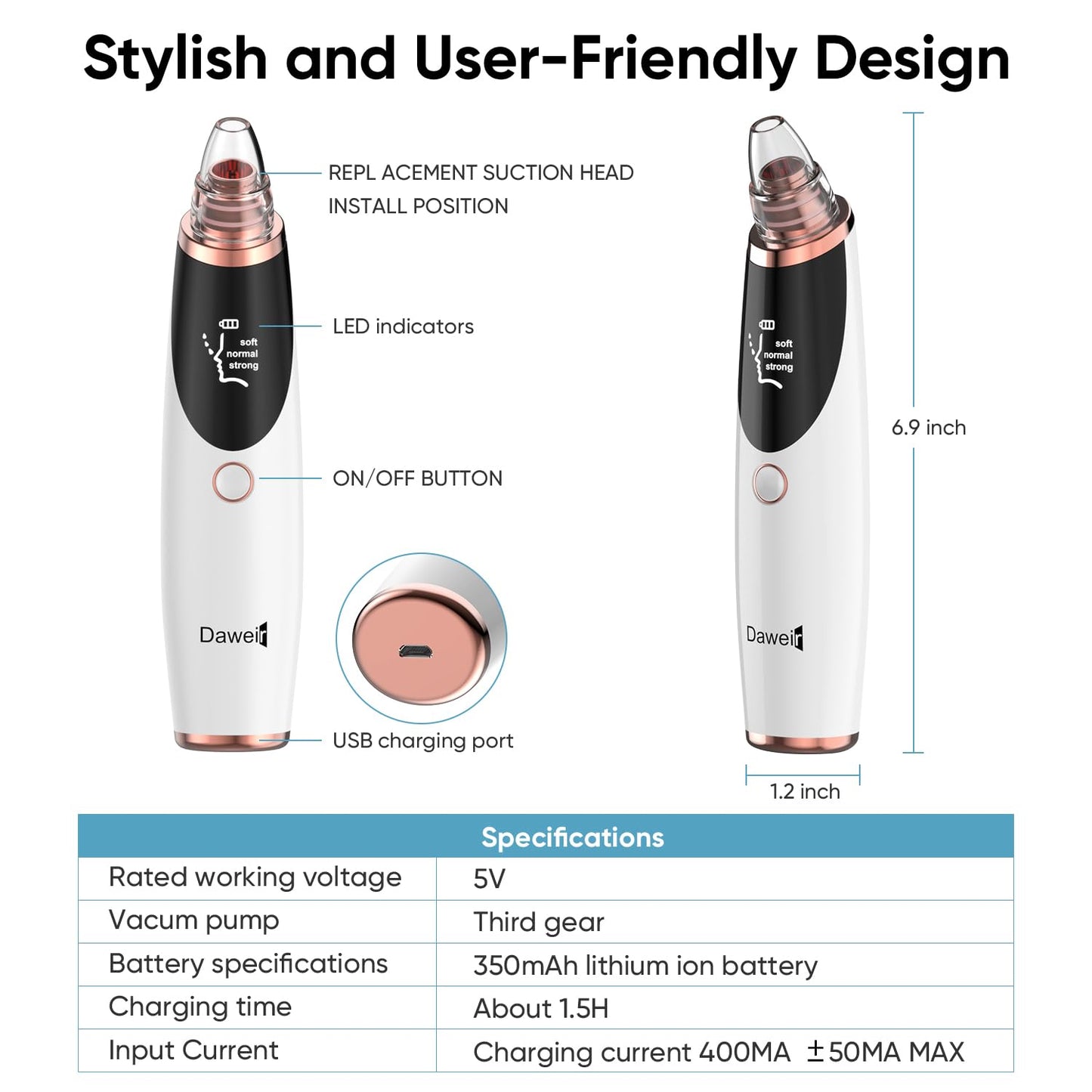 Blackhead Remover Pore Vacuum (Snow White)