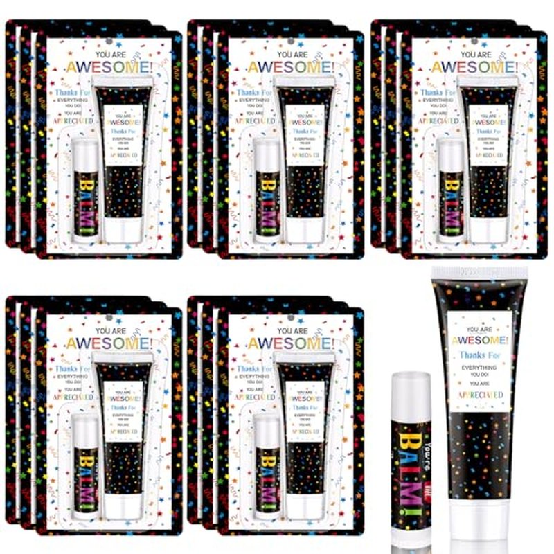 30 Pack Christmas Lip Balm Hand Cream Gift Bulk Staff Employee Appreciation Team Thank You Gift You're Awesome Xmas Appreciation Party Favor Christmas Stocking Stuffers for Women Men