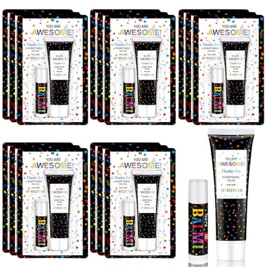 30 Pack Christmas Lip Balm Hand Cream Gift Bulk Staff Employee Appreciation Team Thank You Gift You're Awesome Xmas Appreciation Party Favor Christmas Stocking Stuffers for Women Men
