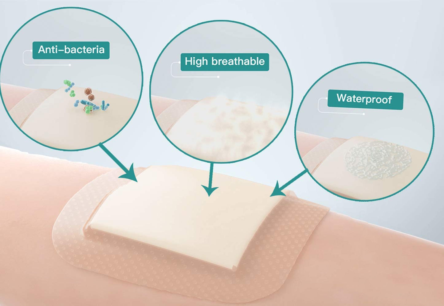 Unscented Baby Saline Wet Wipe, 100% Cotton & Silicone Foam Dressing with Border Adhesive Waterproof