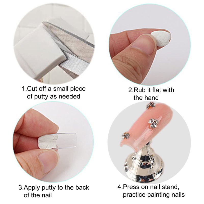2Set Acrylic Nail Stands with 42pcs Reusable Putty Metal Nail Holder for Painting Nail Display Stand Nail Hand Practice Nail Tip Stand Magnetic Nail Art Tools DIY for Homes and Salons