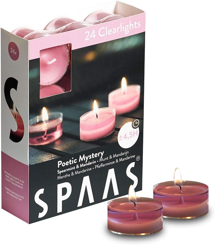 Morning Breeze Scented Tealights - Spaas 24 Clear Cup Candles, 4.5 Hour Burn Time