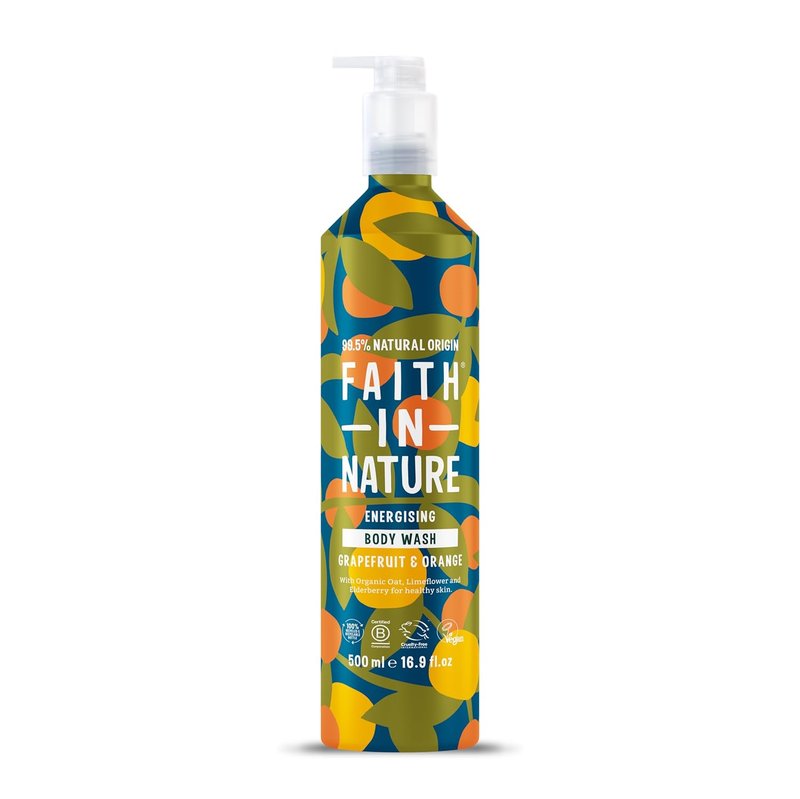 Natural Aluminium Bottle Body Wash - Vegan & Cruelty-Free, No SLS or Parabens | 16.9 fl oz, Grapefruit & Orange