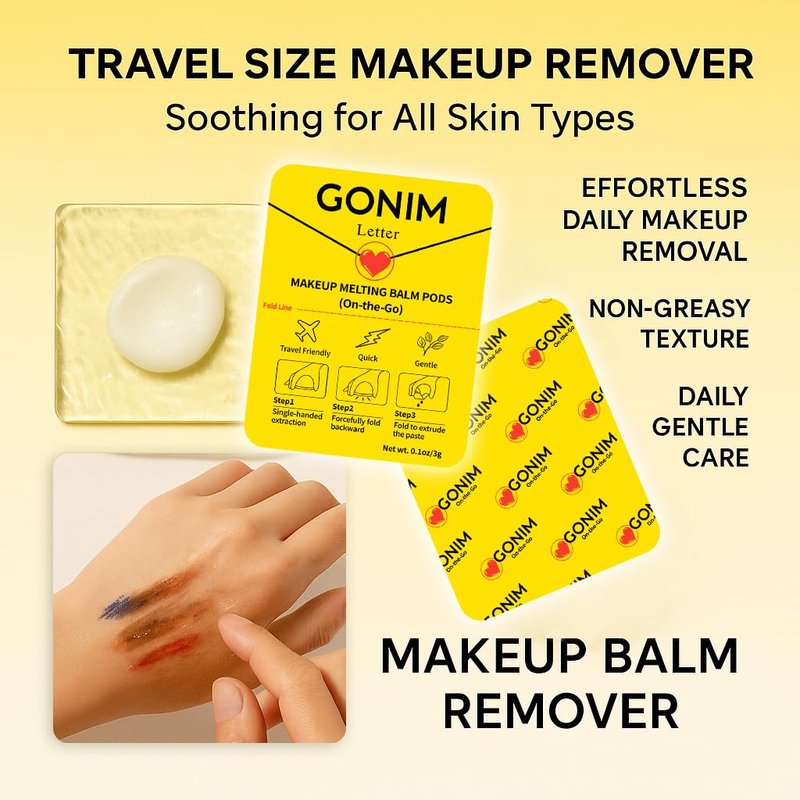 GONIM Cleansing Balm Makeup Remover, Hydrating Facial Cleanser for On-the-Go, Makeup Remover Melting Balm, Travel Size Mini Makeup Cleansing Oil, Travel Essentials for Women, Soothing 3gx15pcs