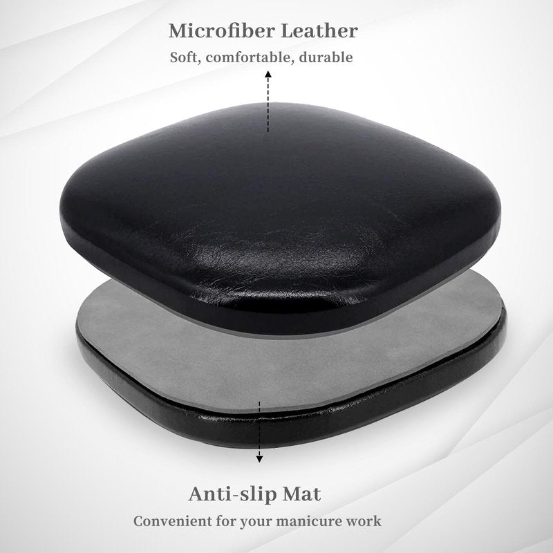 Nail Arm Rest for Elbow, Microfiber Leather Elbow Pad Cushion, Elbow Hand Rest for Nails with Non-Slip Base for Nail Tech Manicure and Office (Black)