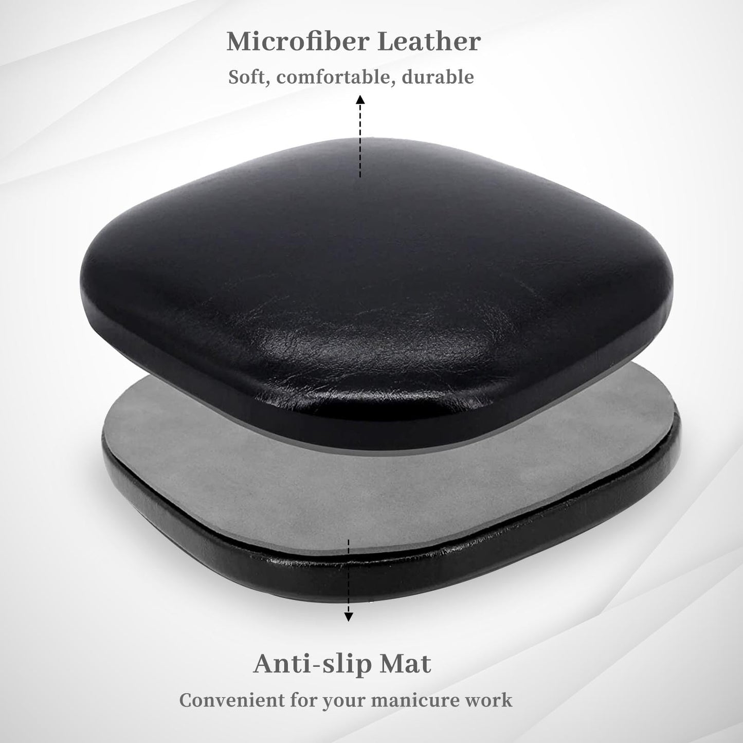 Nail Arm Rest for Elbow, Microfiber Leather Elbow Pad Cushion, Elbow Hand Rest for Nails with Non-Slip Base for Nail Tech Manicure and Office (Black)