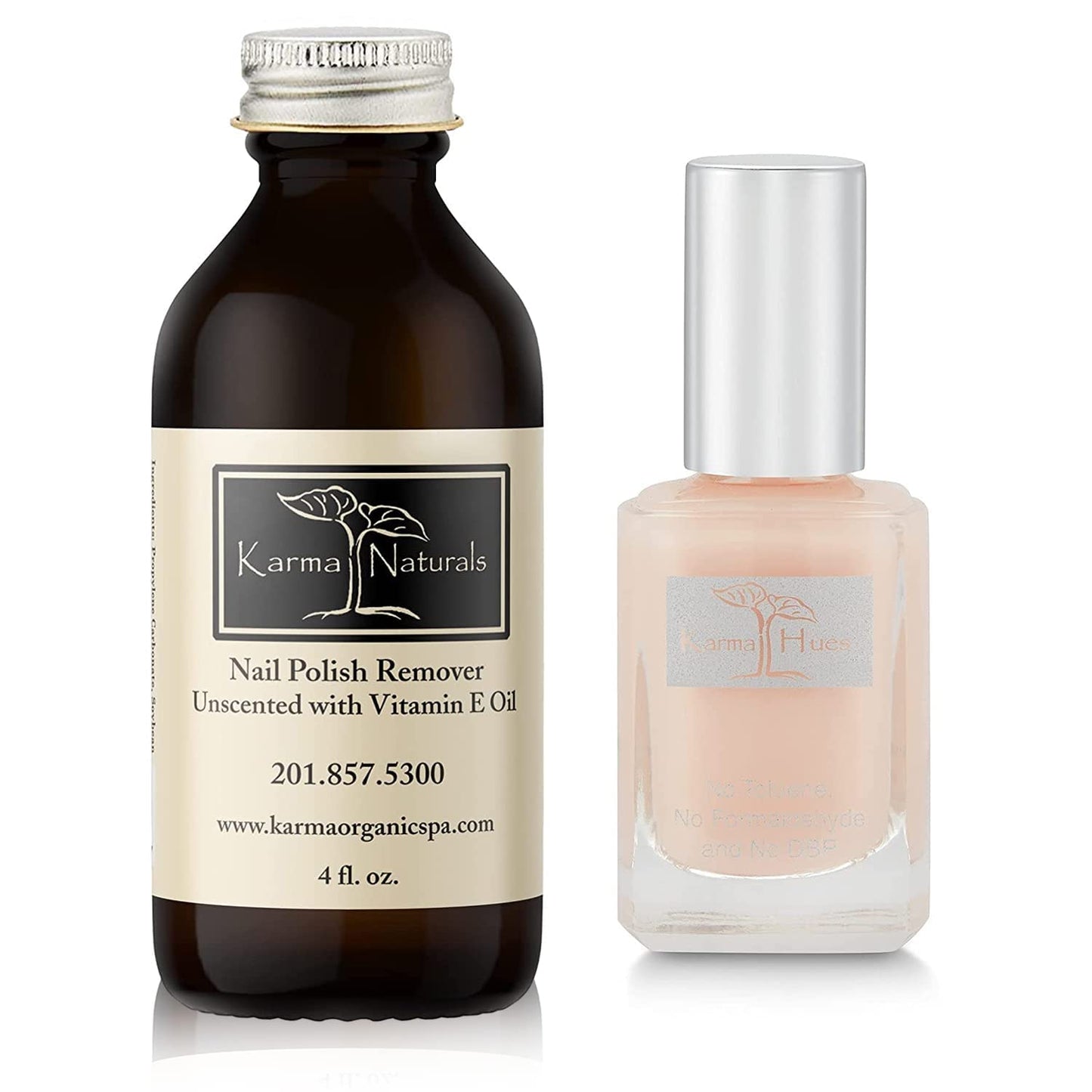 Karma Organic Nail Polish Remover & Nail Deep Nutrition Bundle – Natural Unscented Nail Polish Remover (4FL-Oz) Deep Nutrition Nails Strengthener Nail Treatment (0.43FL-Oz)