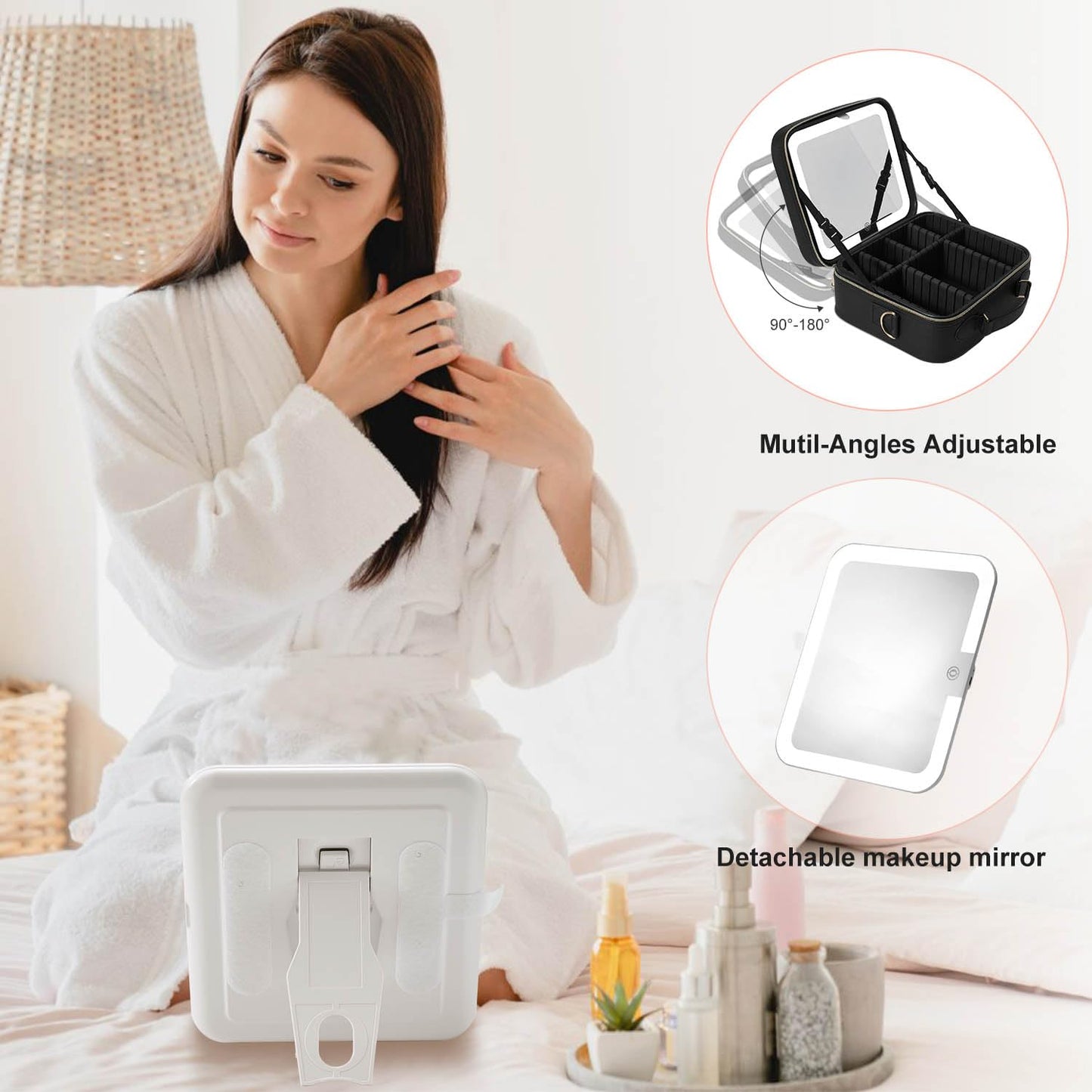 Mocado Travel Makeup Bag with Mirror Travel Makeup Organizer Makeup Case