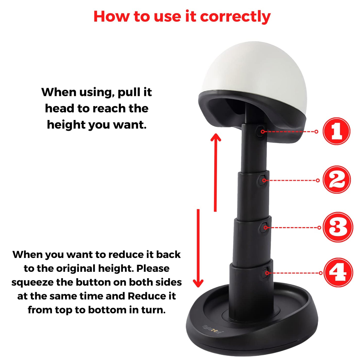 lightmay Adjustable Collapsible Wig Stand for Wigs & Hats, Black & White