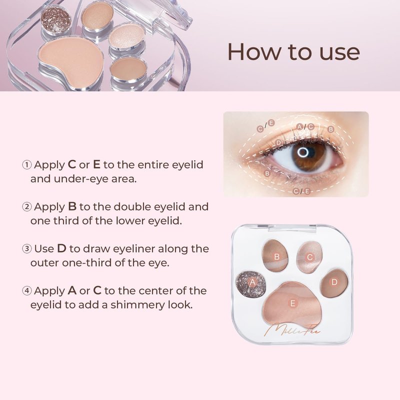 MilleFée Meow Paws Shadow Palette 04 Moody, eyeshadow palette, eyeshadow for & blueeyes,smooth powder