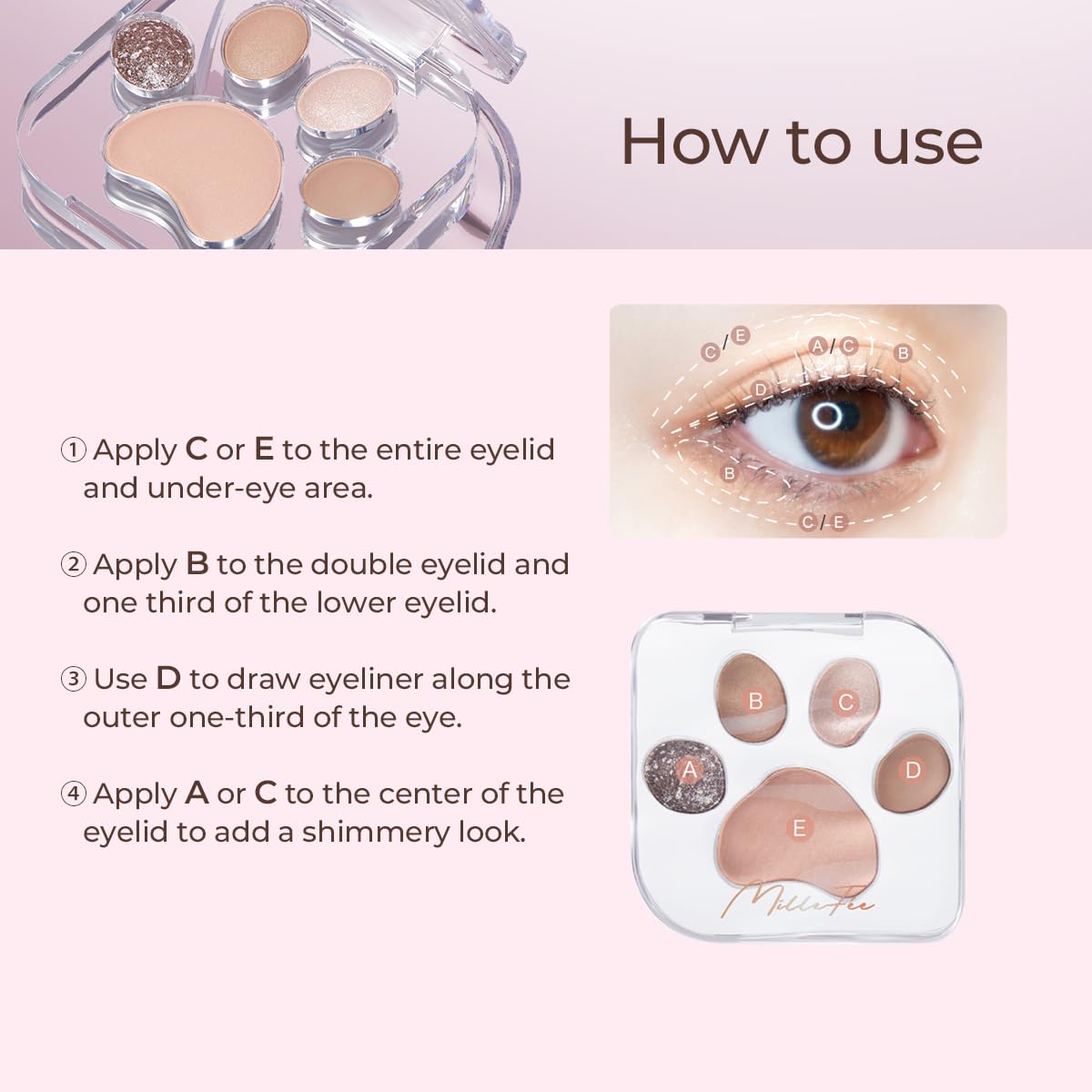 MilleFée Meow Paws Shadow Palette 04 Moody, eyeshadow palette, eyeshadow for & blueeyes,smooth powder