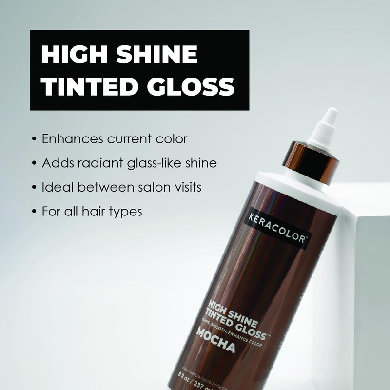 Keracolor High Shine Tinted Hair Gloss, In-Shower Hair Glaze, Sheer Color-Enhancing Glossing Treatment, Mocha, 8 Fl Oz