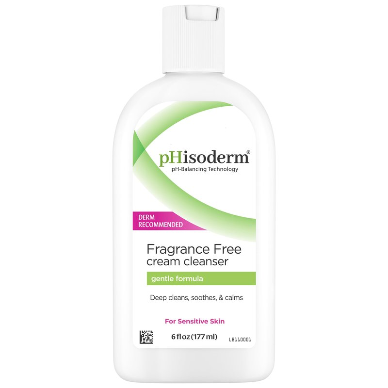 pHisoderm Fragrance Free Cream Face Cleanser With Aloe and Oats to Soothe & Calm, Non-foaming pH Balanced Sensitive Skin Face Wash, 6 Fl Oz (3 x 6 fl oz)