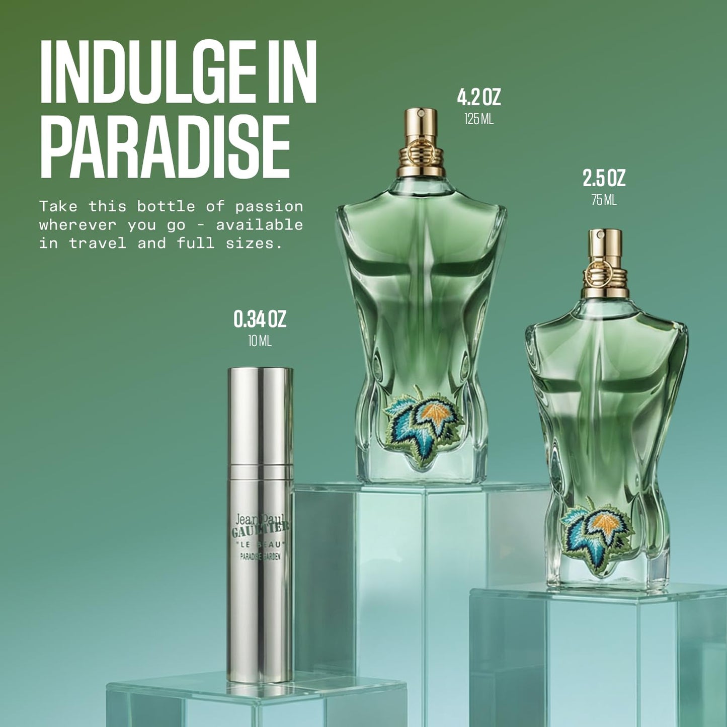 Jean Paul Gaultier Le Beau Paradise Garden Eau de Parfum for Men - Long Lasting Fresh Woody Aquatic Men's Cologne with Coconut Water, Green Fig & Sandalwood - Designer Fragrance Spray, 4.2 oz