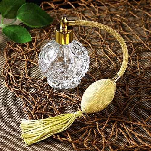 H&D HYALINE & DORA H&D Charming Clear Checked Carved Glass Empty Refillable Perfume Bottle with Spray Atomizer