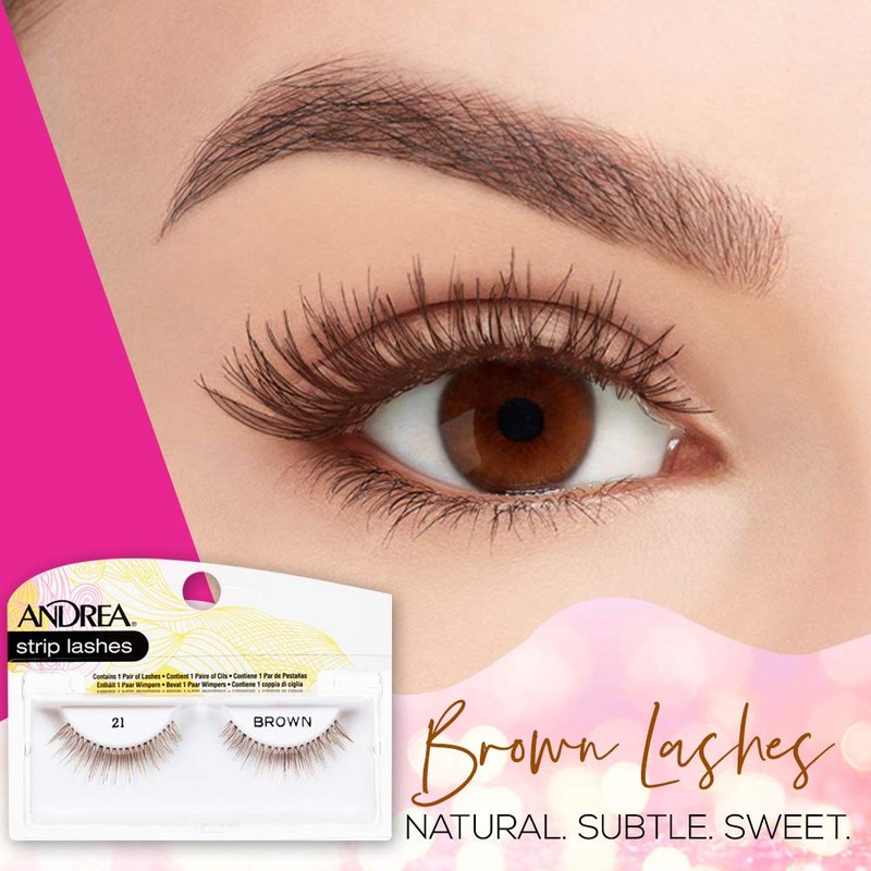 Andrea False Lashes | Style 21 Brown - Natural Look, Lightweight & Comfortable, 4 Pairs
