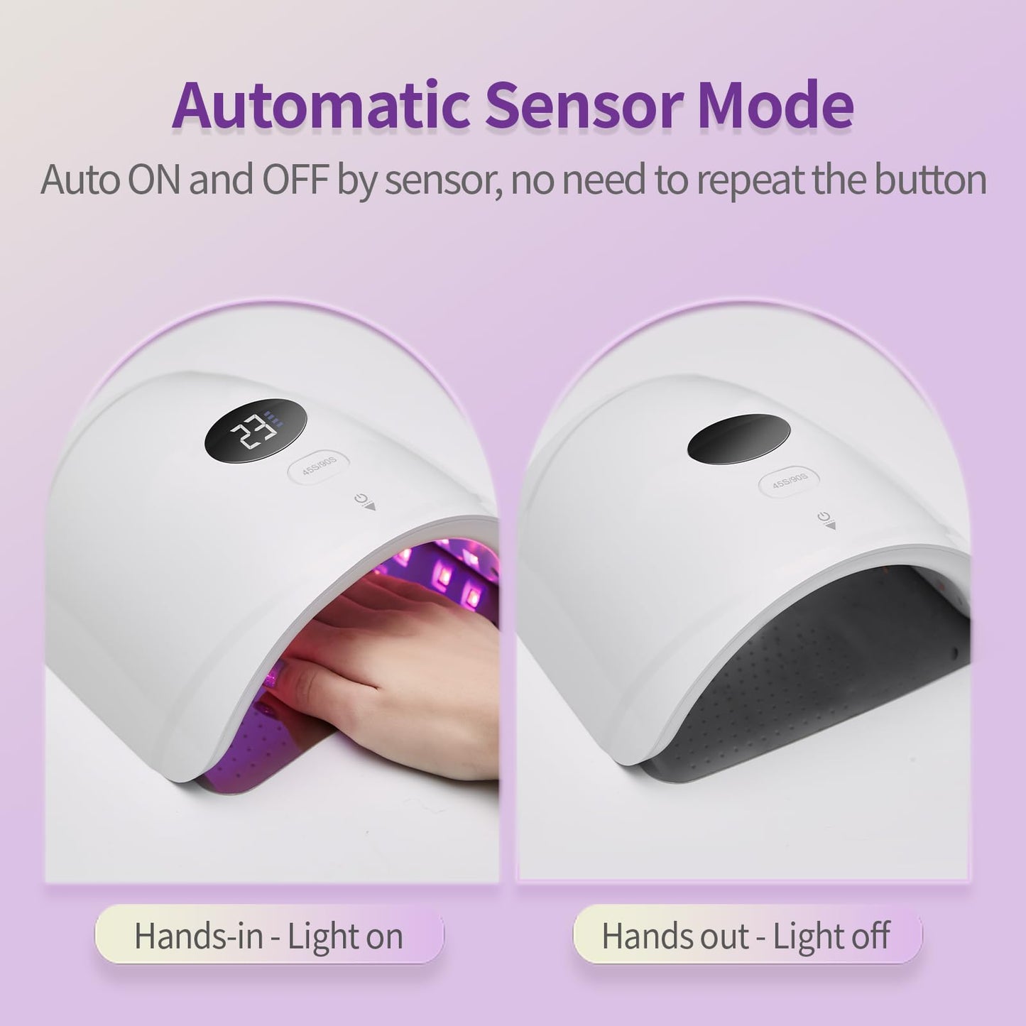 LASONAS Cordless UV LED Nail Lamp, 48W Professional Rechargeable Nail Lamp 48W UV Light for Gel Nails, 24 LED Gel Curing Light, Smart Sensor, 2 Timers, LCD Display, Removable Base for Salon & Home