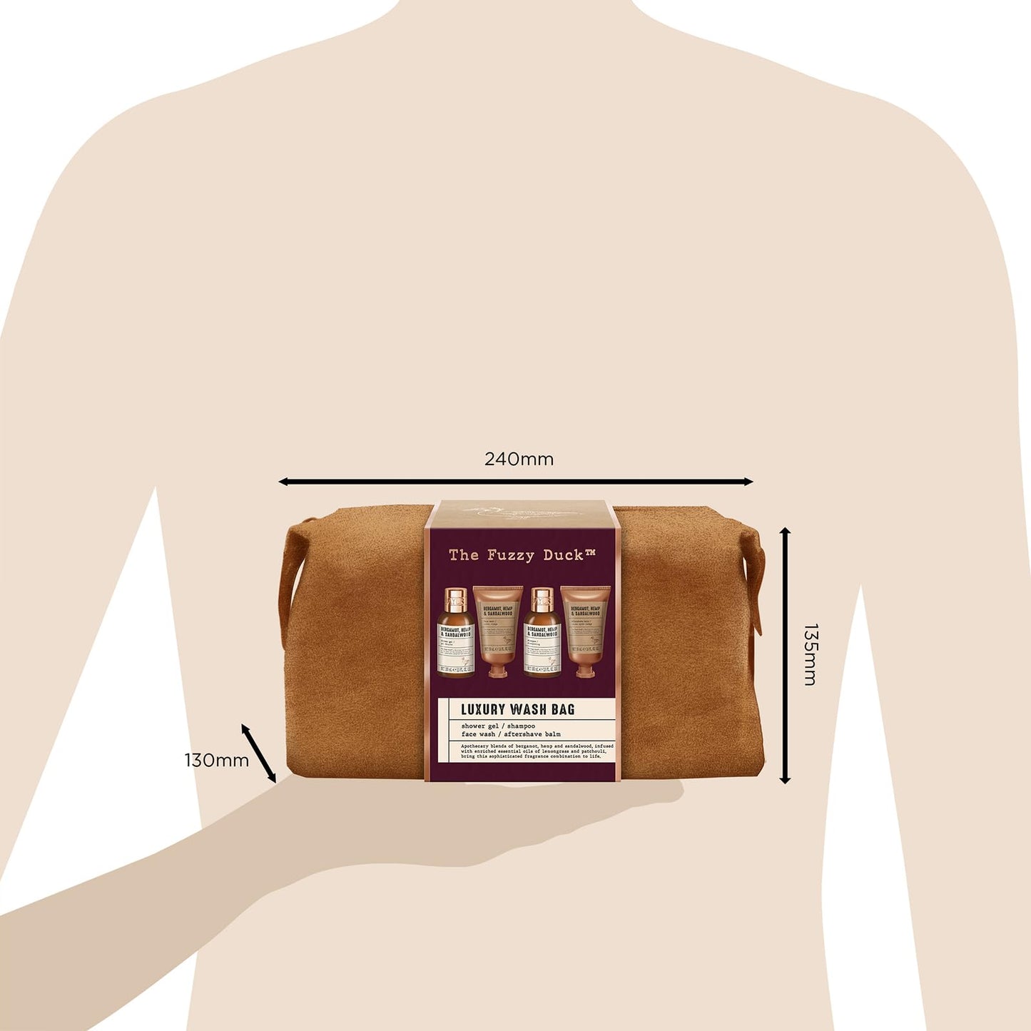 Baylis & Harding The Fuzzy Duck Bergamot, Hemp & Sandalwood Men's Luxury Toiletry Bag Gift Set For Men - Vegan Friendly
