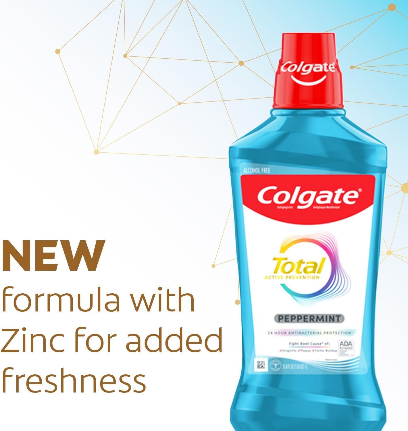 Colgate Total Pro-Shield Mouthwash | Alcohol-Free Antibacterial Formula, Peppermint - 500 mL (6 Pack)