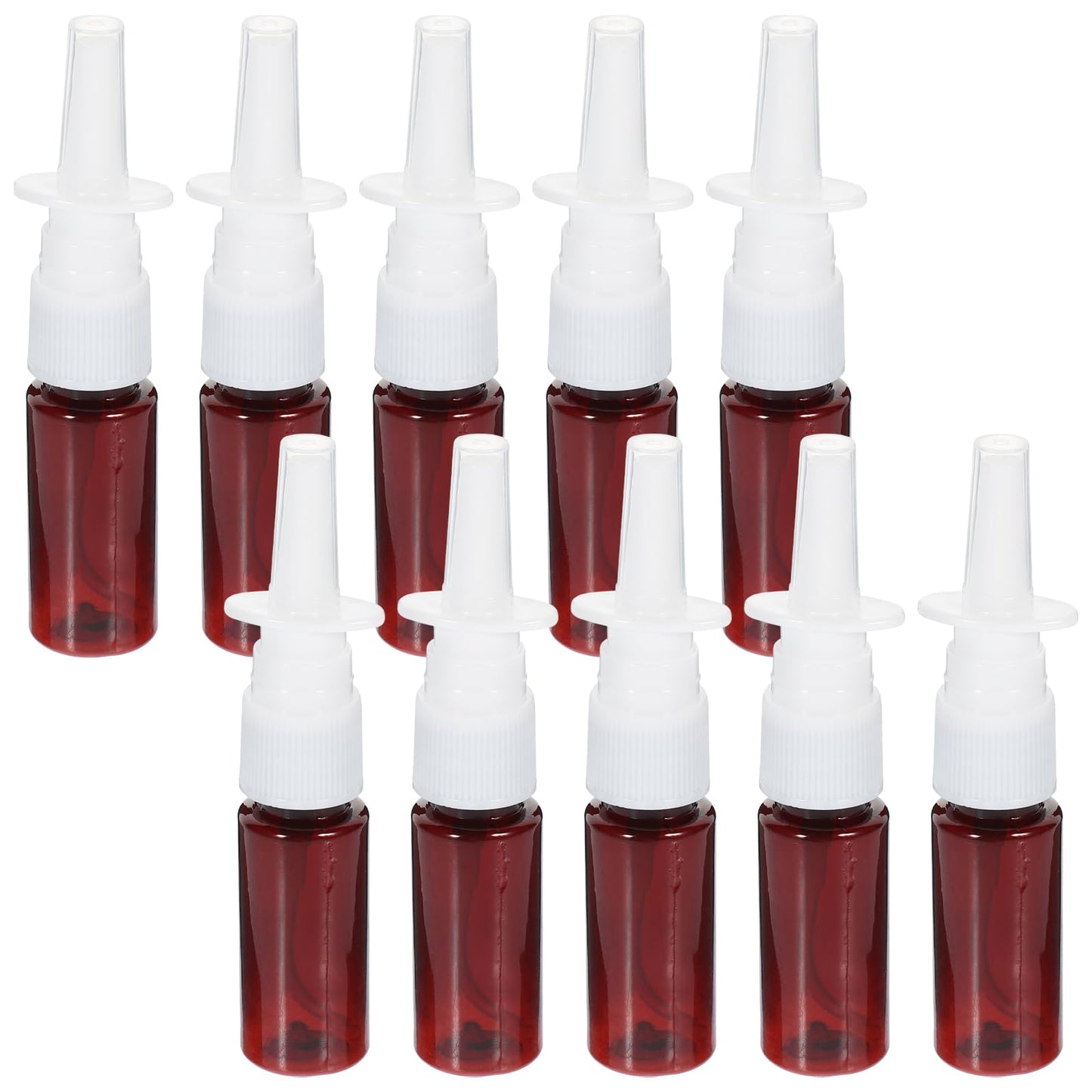 ARTIBETTER Empty Nasal Spray Bottle Amber Plastic Fine Mist Sprayers Refillable Container for Essential Oils Aromatherapy Perfume 15ml 10pcs (Pack of 2)