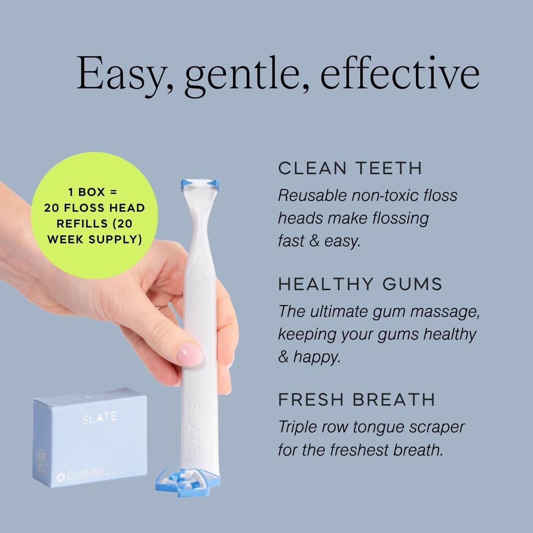 Slate Flosser Floss Head Refills (Gray, 20-Pack Refills)