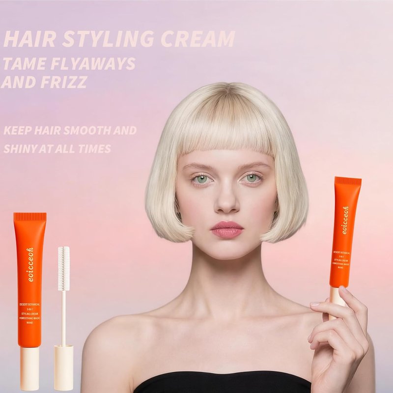 Flyaway Taming Wand | 3-in-1 Cactus Fruit Hair Styling Cream - Tame Flyaways, Smooth Frizz, Travel Size, 0.6 oz, 2-Pack