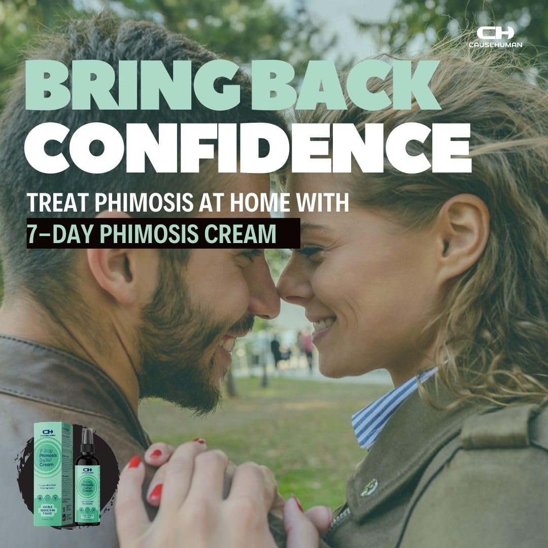Cause Human 7-Day Phimosis Cream | Steroid-Free Treatment for Fast Relief at Home | Visible Results in 7 Days* | 3.16 fl oz (90g) | No Irritation | No Steroids (7 Day Phimosis Relief Cream)