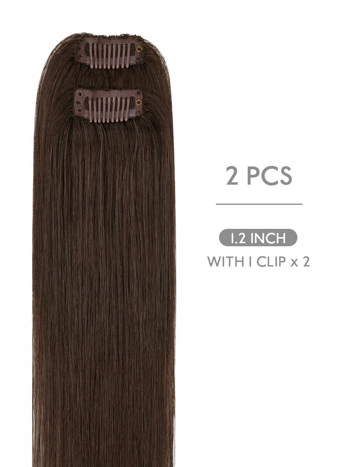 WENNALIFE Scalp Hair Fill-ins Clip in Hair Extensions Real Human Hair 14 inch 2pcs 10g Chocolate Brown Hair Extensions Clip Ins Invisible Scalp & Part Line Coverage Remy Extensiones De Cabello Humano