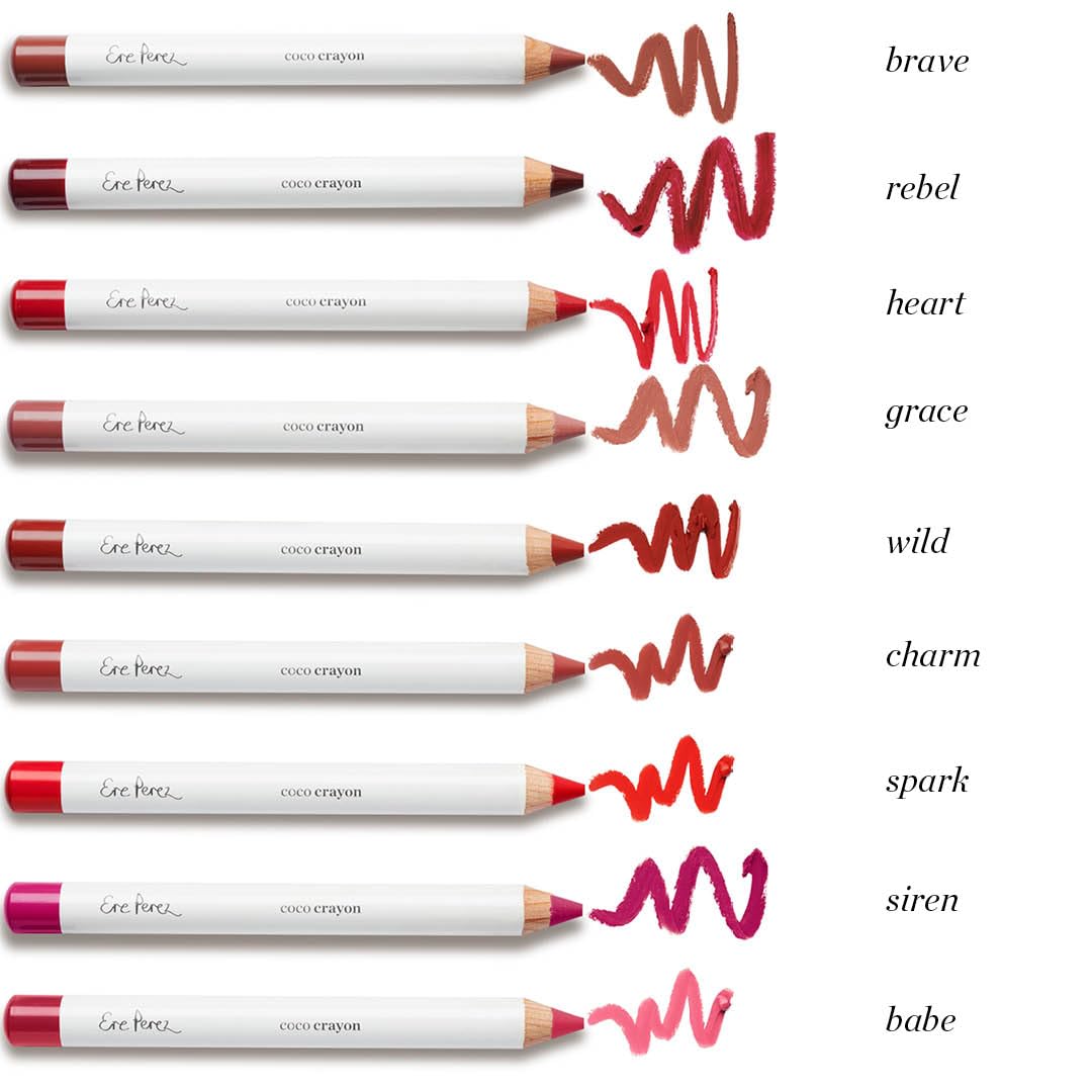 Ere Perez - Natural Coco Crayon Hydrating Lip Color | Baobab + Coconut Oil, Silica, Vitamin E | Protect, Nourish, Repair | Vegan, Cruelty-Free, Clean Beauty (Grace, 0.01 oz | 3 g)