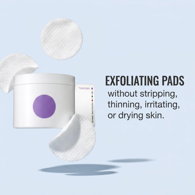 Exfoliating Glycolic Acid Pads | Anti-Aging, Smoothing, Resurfacing | Somme Institute Transport Alcohol-Free Brightening for Gentle Dirt Removal and Pore Cleansing | 50 Ct.