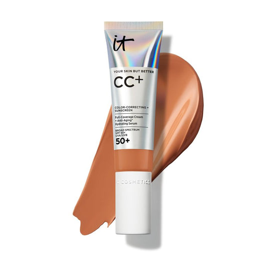 IT Cosmetics CC+ Cream (Rich Cool) - Natural Full Coverage Foundation With SPF 50+, Color Corrector & Anti-Aging Hydrating Serum, Hyaluronic Acid + Peptides, Lightweight - 1.08 fl oz