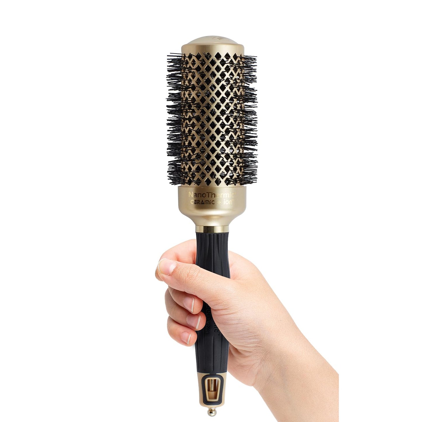 Olivia Garden NanoThermic Ceramic + Ion Round Thermal Hair Brush - Not Electrical - Professional Blowout Brush for Normal to Thick Hair, NT-44G 1 3/4"