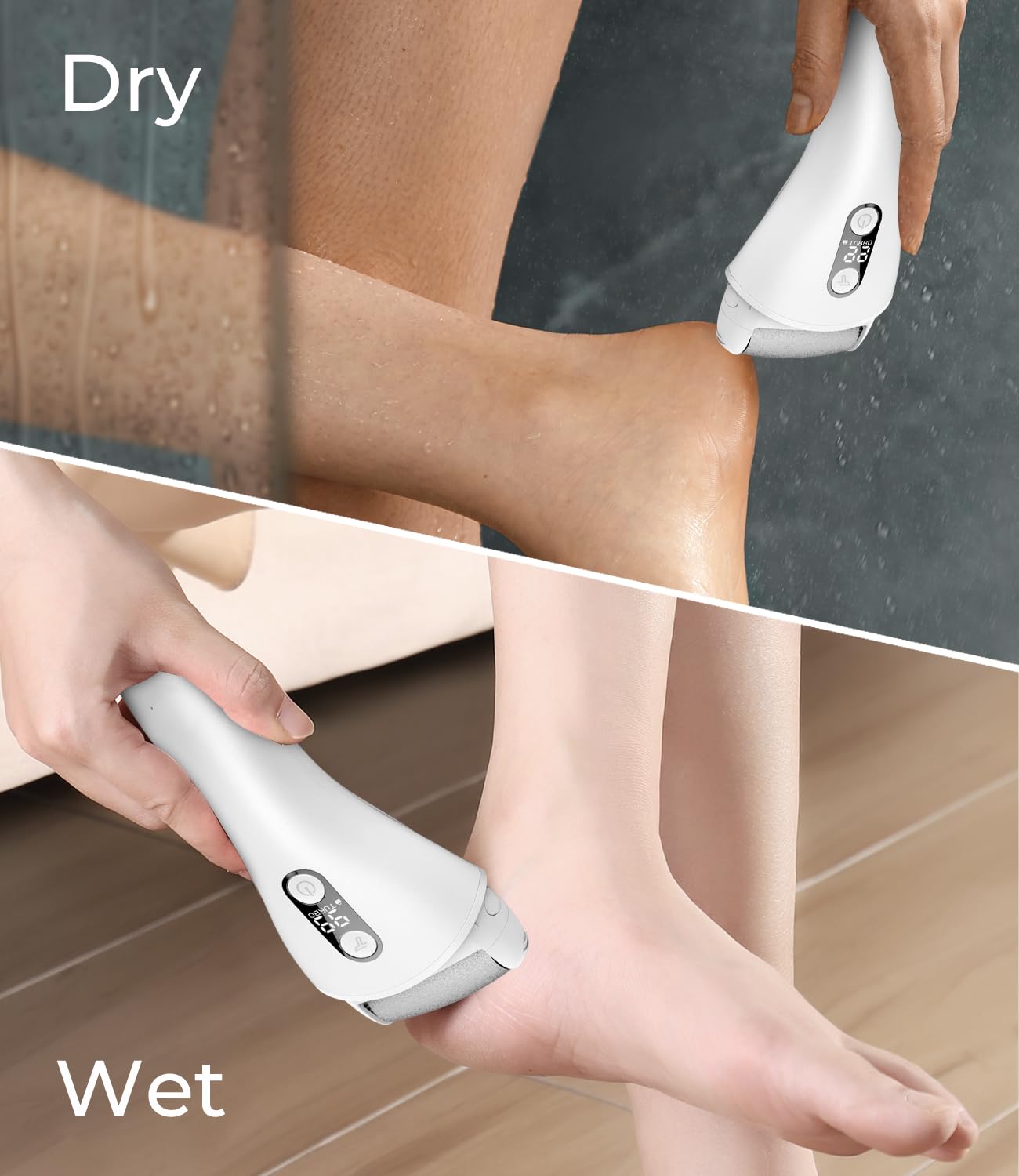 Foot Callus Remover for Feet, Rechargeable IPX7 Waterproof Pedicure Tool for Feet, 2 Speeds & Turbo Electronic Foot Scrubber, 90 Mins Long Lasting for Dead Skin & Cracked Heels, White