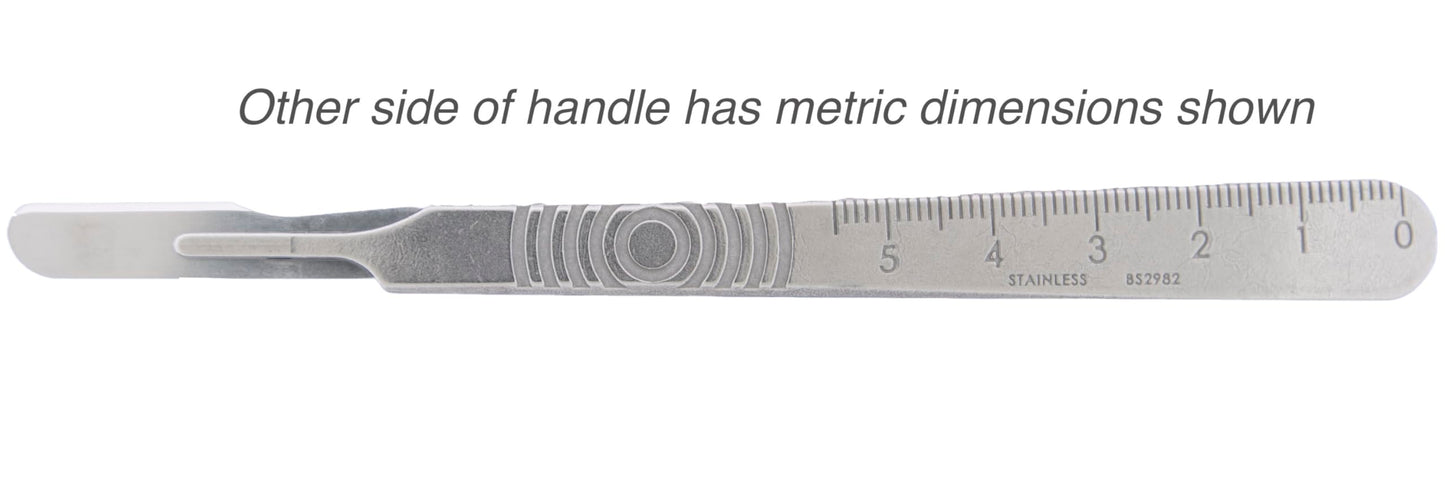 Kimball Med Scalpel Handle Swann Morton No 3 for blades 10, 10R, 11, 15, 15a Stainless Steel Blade Carry Case and 2 Scalple Handle Tip Protectors