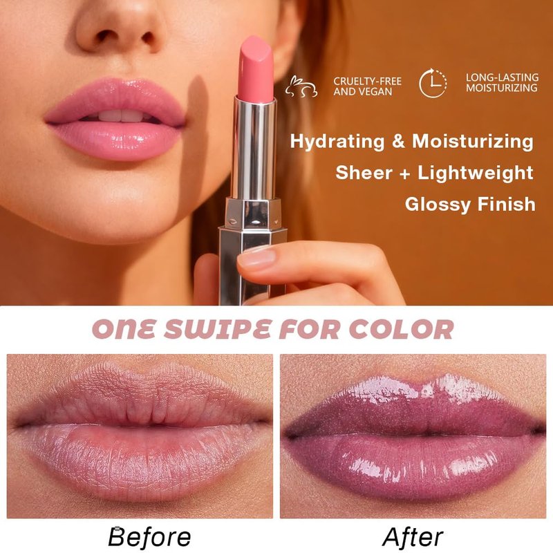 evpct 2Pcs Mauve Plum Cherry Honey Lipstick Tinted Lip Balm, Wine Burgundy Moisturizing Tinted Lip Oil Stick Lipstick for Older Women Lightweight Hydrating Shine Tinted Lip Balm Color Gloss Tint Stain