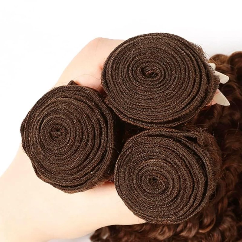 Kinky Curly Human Hair Bundles - Light Brown #30 Brazilian Remy Extensions | 8, 10, 12 Inch