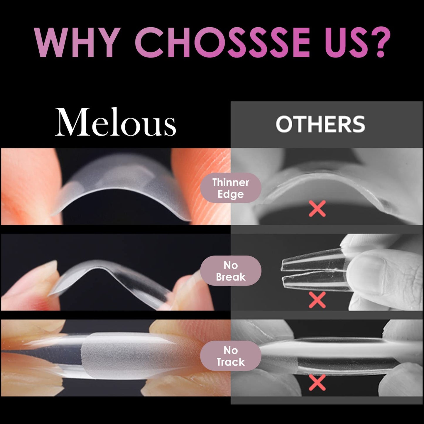Medium Stiletto Soft Melous 600PCS Pre Buff Full Cover Half Matte Gel Nail Tips