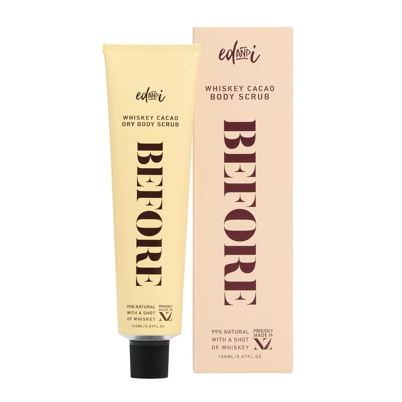 edandi BEFORE Whiskey Cacao Body Scrub, Dry Skin Exfoliator with Nourishing Oils, Gently Removes Dead Skin, Softens & Smooths, 5.07 oz