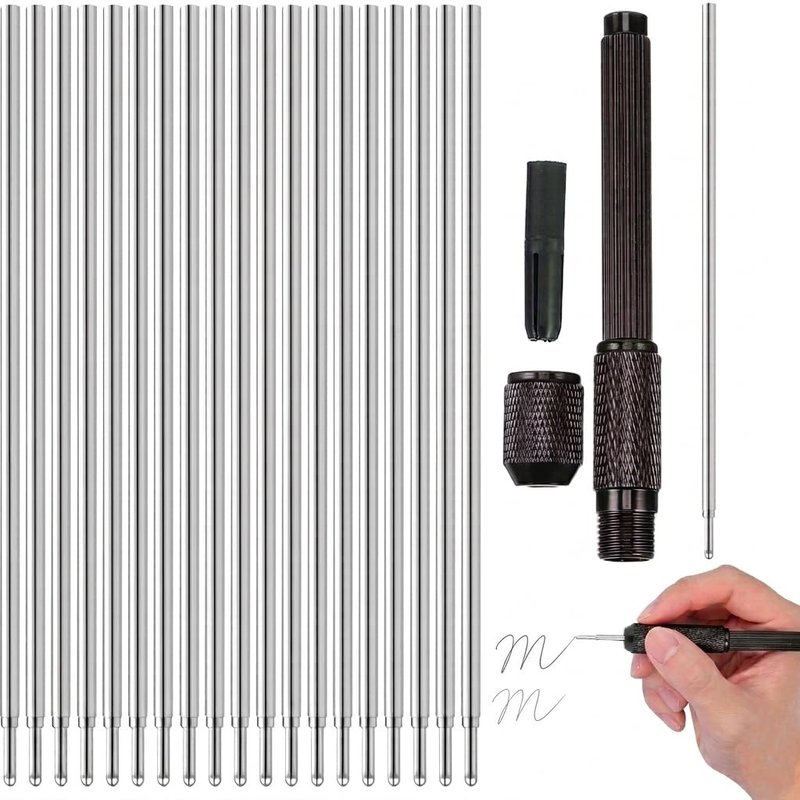 Tattoo Pen Set - Skin Safe Markers with 20 Ink Cartridges & Black Aluminum Holder | Perfect for Precise Stencil Marking