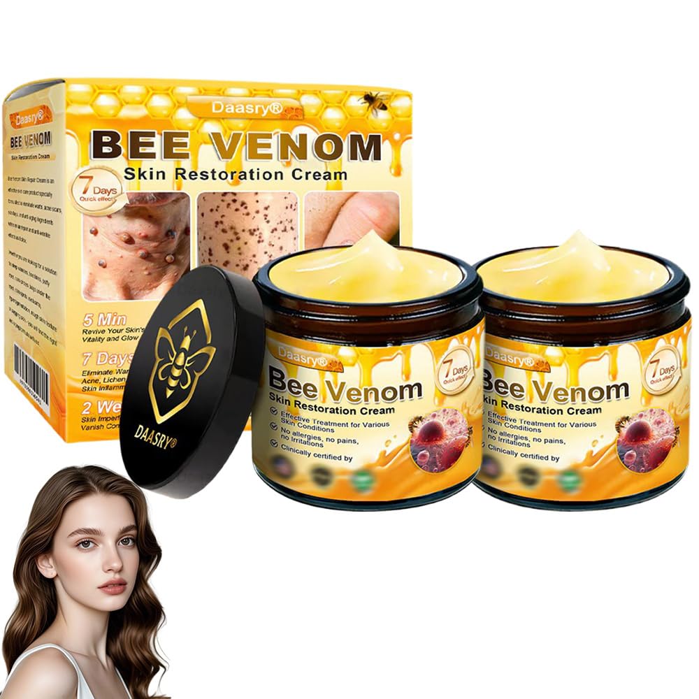 Daasry Bee Venom Skin Restoration Cream,Bee Venom Skin Treatment Cream,Firms and rejuvenates the skin, quickly smoothing out wrinkles and fine lines(2PCS)